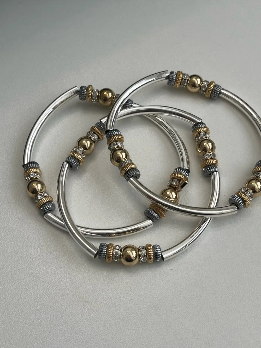 NINE WEST SILVER TONE 3 Set STRETCH BRACELET SET